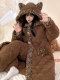 New Winter Style Cute Leopard Print Pajamas for Women, Three-Layer Quilted Nightgown, Fleece-Lined and Thickened Coral Velvet Home Wear Set