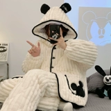 Зимняя пижама, стеганый утепленный фланелевый коралловый бархатный комплект, коллекция 2023