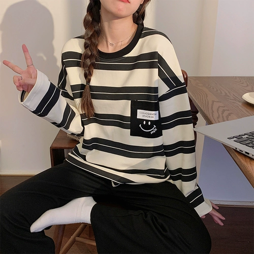 Осенний лонгслив, пижама, комплект, изысканный стиль, популярно в интернете