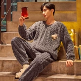 Демисезонная коралловая пижама для влюбленных, фланелевый милый бархатный зимний утепленный комплект