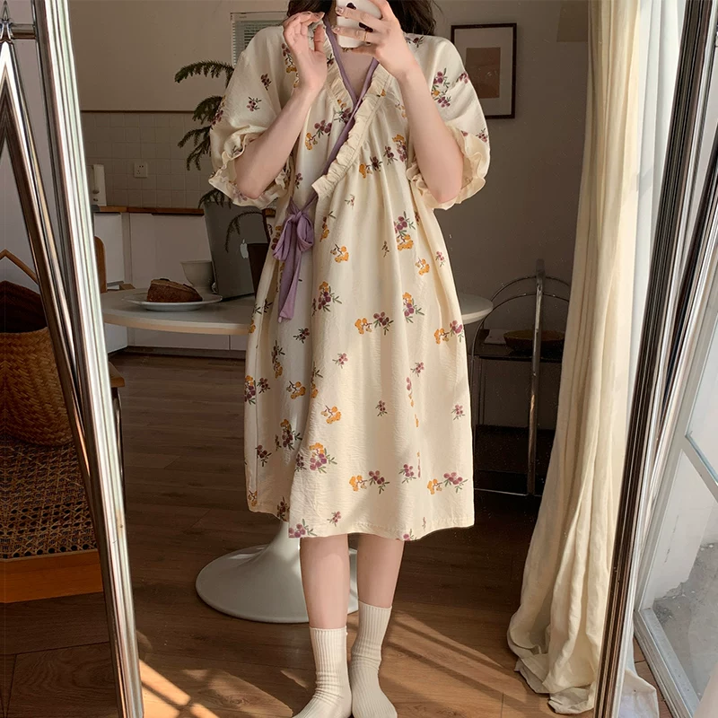 Pijama, летом тонкая майка с чашками, китайский стиль, с коротким рукавом