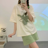 Летняя милая тонкая хлопковая мультяшная пижама, коллекция 2023, короткий рукав, большой размер