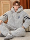 2026 New Autumn and Winter Coral Fleece Pajamas for Teenagers, Men's Three-Layer Quilted and Thickened Set, Loungewear