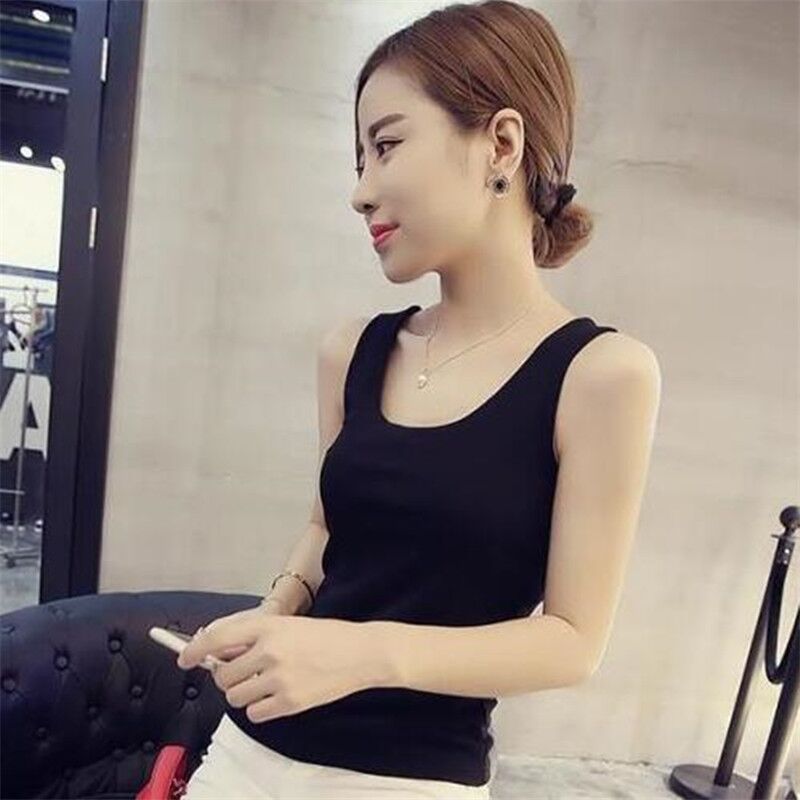 images 26:Five-point sleeve vest womens spring and autumn 2022 new slim Korean half-high collar black mid-sleeved t-shirt - Taobao