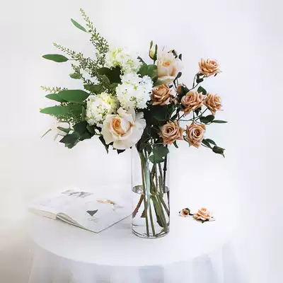 NA home Flower Room rose hydrangea simulation flower fake flower home decoration bottle flower arrangement living room dining room bedroom decoration
