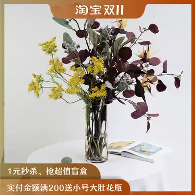 NA home Flower Room natural flower arrangement feel simulation bouquet autumn color eucalyptus leaf paradise bird fake flower decoration ornaments