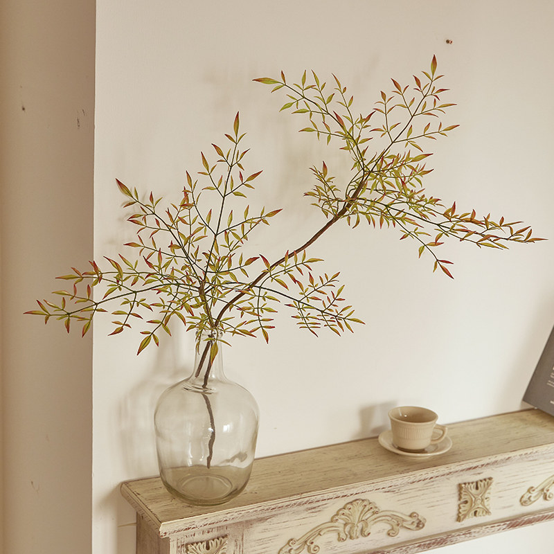 NA Home Flower Room Net Red Indoor Green Planted Small Forest Flame South Tianzhu Pendant Bell Horse Drunk Wood Decoration Emulated Leaf Branches