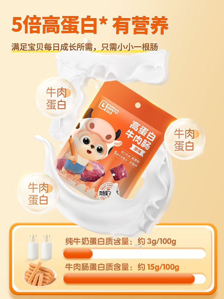 Beidou Cod Sausage for Children, No Added Sugar, Beef Sausage Snacks, Ham, Free Recipes for Infants and Toddlers