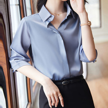 Superior Sense Blue Snowspun Shirt Woman 2022 Summer New Professional Temperament Work Dress Lady Shirt Suit Dress