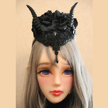  annzley Gothic limelight accessories Sheep horn hairband jewelry Halloween decoration handmade patch lace hairpin
