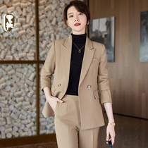 Curry Suit Jacket Woman Autumn Dress New High-end Temperament Goddess Van Professional Dress Work Suit Suit Suit Suit