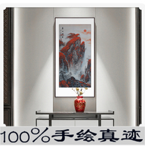 Landscape painting Feng Shui leaning on mountain chart Living room Merchants painting office Decorative Hanging Paintings by hand painting Vertical Taishan Sunrise