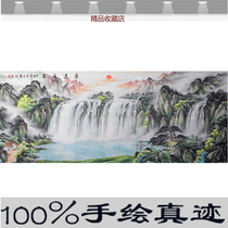 Ancient Chinese painting solid wood frame living room hanging painting pure hand painted landscape painting office Feng Shui Wall Background Hang Painting