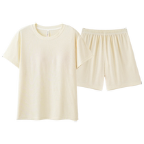 Ice silk pajamas for women summer 2024 new style short-sleeved cool thin style with chest pad all-in-one summer home wear set