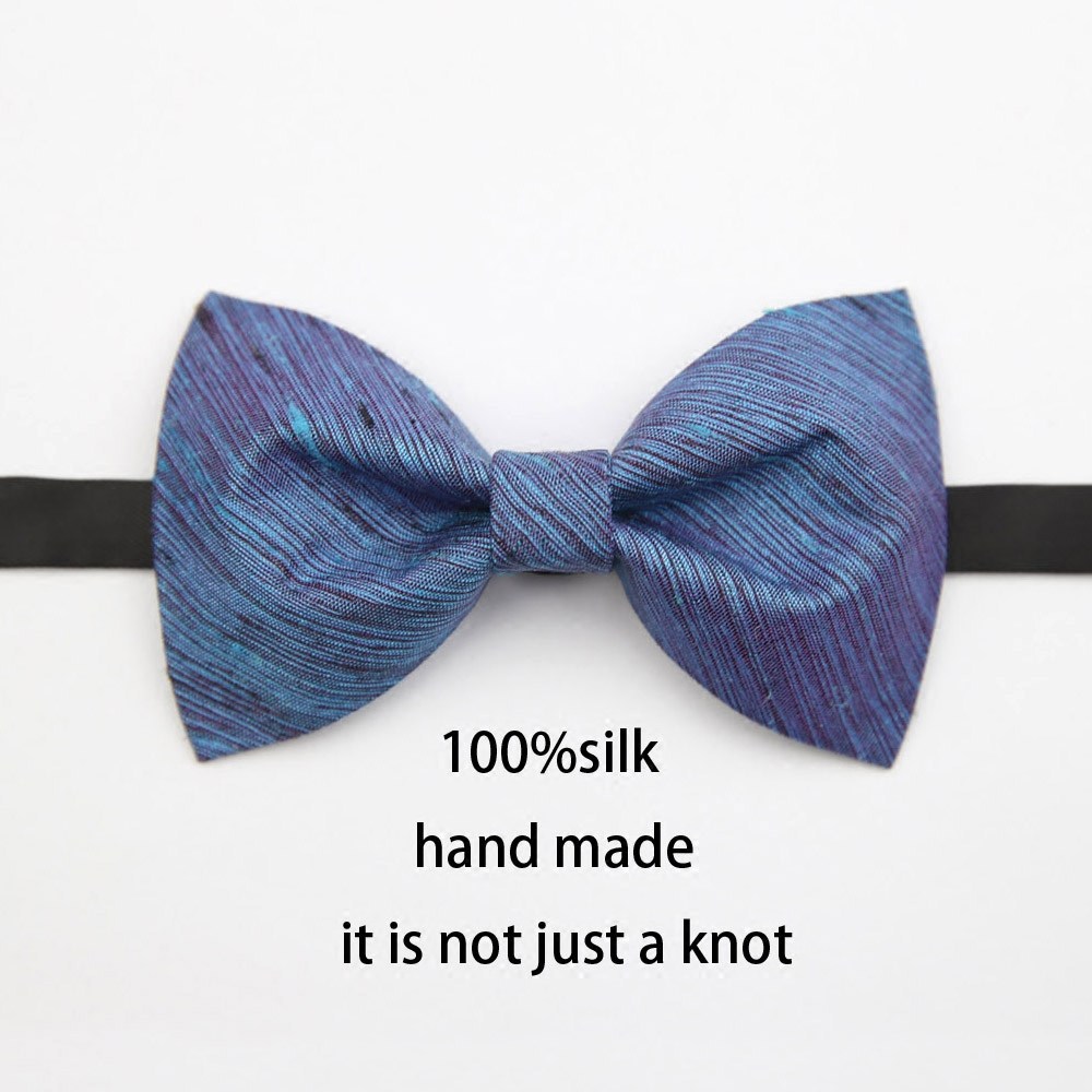 Notknot high quality handmade bow tie male wedding groom groomsmith pot wedding silk blue twill bow tie