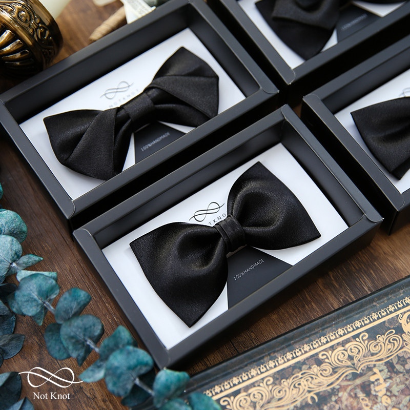 NOTKNOT HIGH-END PURE COLOR HANDMADE MEN WEDDING WEDDING WEDDING GROOM BRIDEGROOM BOW Bow Tie Black Men