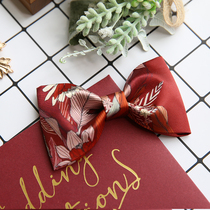notknot original high-end handmade mens wedding groom best man presided over British red flower mens bow tie