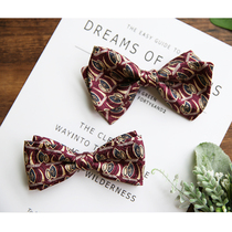 notknot boutique silk print wedding groom best man host Burgundy bow British mens bow tie