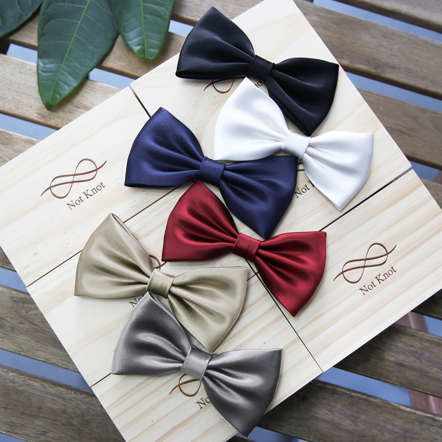 Notknot high quality male wedding wedding groom best man pot tie Black red blue white single layer silk men's bow tie