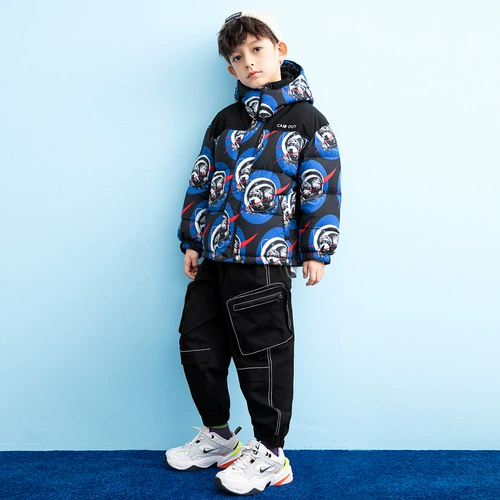 Детский зимний пуховик, бархатная детская куртка для мальчиков, детская одежда, коллекция 2021, увеличенная толщина, утиный пух, в западном стиле