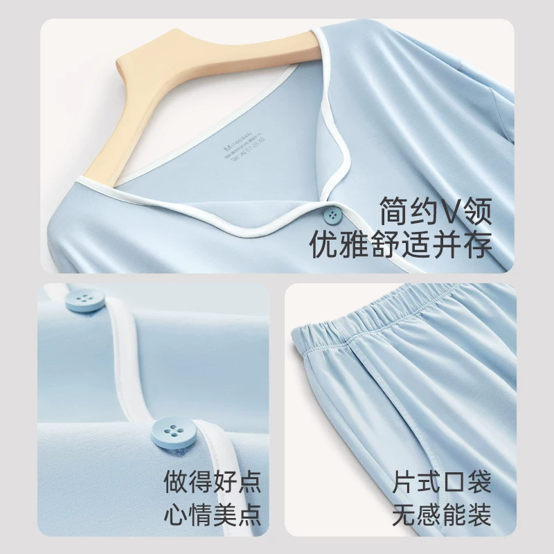 Thin pijama, summer silk set, with short sleeve, size