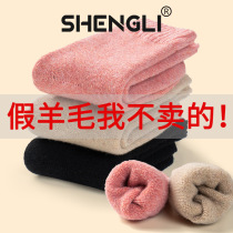Wool socks women winter plus velvet warm feet warm feet men cashmere heating warm snow winter self-heating thickened socks