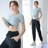 Летний спортивный костюм, дорожный комплект для спортзала, быстросохнущая дышащая одежда для йоги, для бега, короткий рукав, изысканный стиль