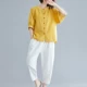 Quần harem bằng vải cotton và lanh phù hợp với phụ nữ mỏng 2020 Bộ đồ hai mảnh vải lanh mới phong cách phương tây mùa hè thời trang mùa hè cho mùa xuân giảm tuổi - Bộ đồ