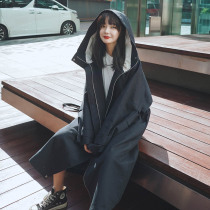 chic hong kong style casual hooded trench coat women 2022 new mid-length small man spring and autumn Korean version loose overalls coat
