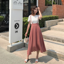 Chiffon French Orange Terrier Halfback Dress Two Pieces Set Womens Summer 2022 New Temperament Light Cooked Wind Harbor Taste