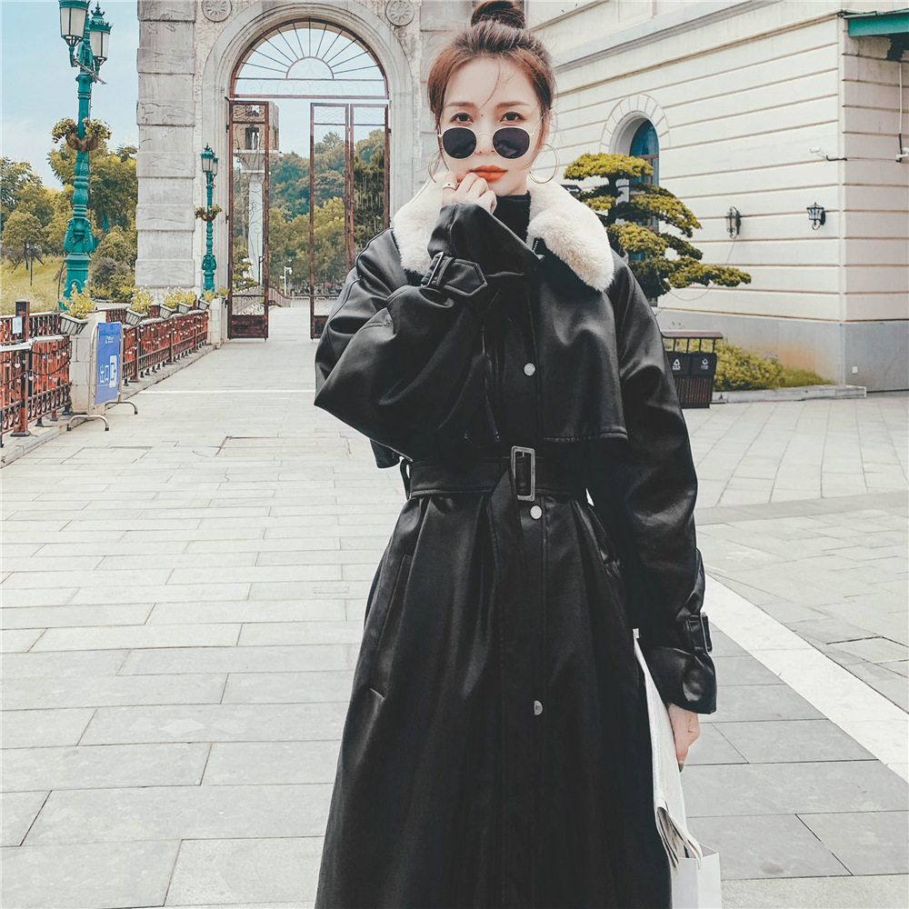 Gafu thickened pu fur coat jacket female winter medium long version 2022 new exploits Pike cotton clothing fur integrated fur