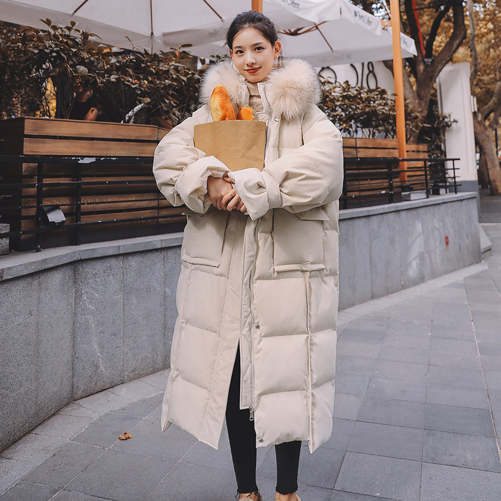 White down cotton-padded jacket women's long version 2021 new winter padded coat fashion Korean version of loose cotton-padded jacket ins tide