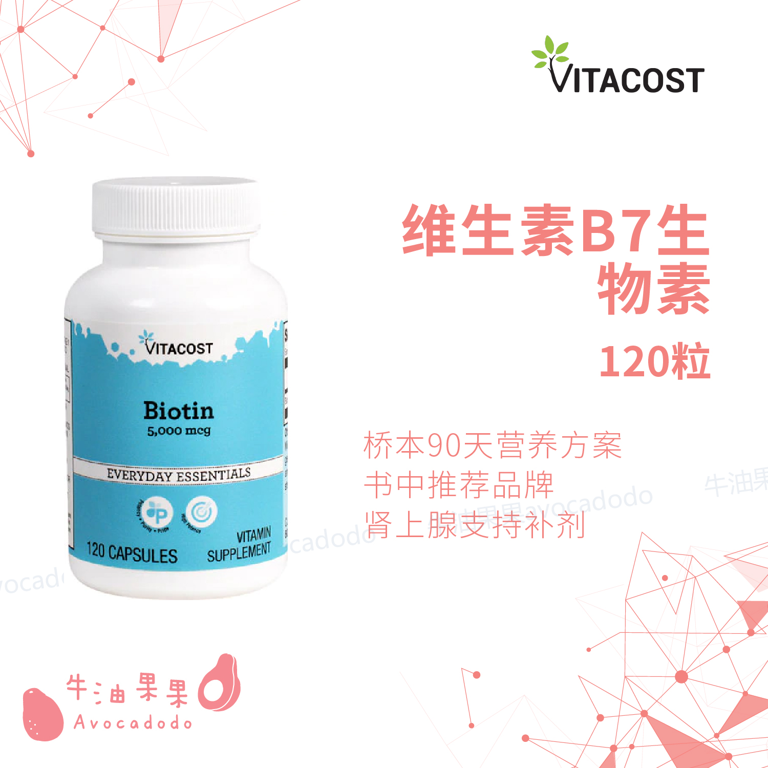 Vitacost biotin biotin5000mcg120 white hair deshaired cow oil fruit Hashimoto Thyroid Gland