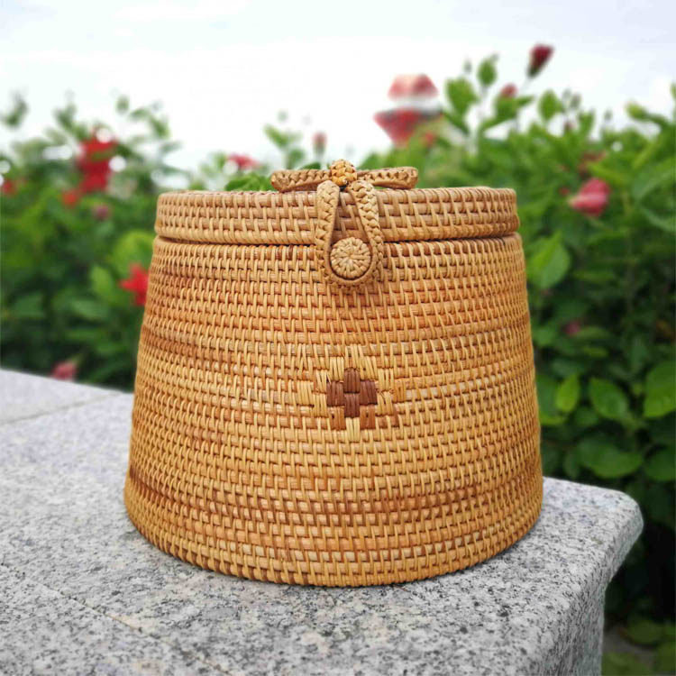 Autumn Rattan Bag Handmade Women's Backpack Retro New Handbag Picnic Basket Storage Box