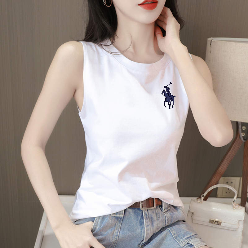 Trendy White Pure Cotton Short-Sleeve T-Shirt for Women 2026 New Summer Sleeveless Top Inner Layer Camisole Tank Top