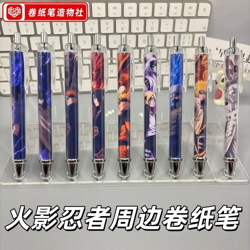Naruto High-Appearance Value Retractable Paper Roll Pen, Creative Anime-Style Writing Pen for Students Featuring Naruto, Sasuke, and Pain