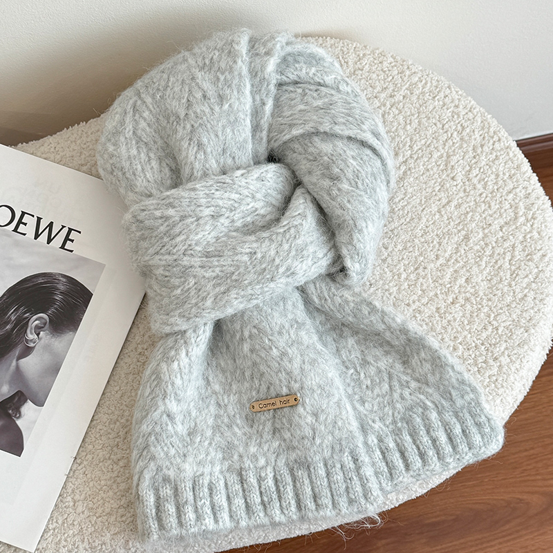 Alpaca Wool Scarf for Women, 2025 New Autumn and Winter High-End Knitted Wool Neck Warmer, Couple Style, Pair