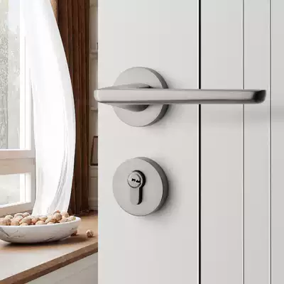 Dumb nickel brushed indoor bedroom simple room door lock Modern mute magnetic wood door lock two-piece household door lock