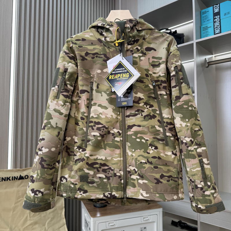 Sharkskin Softshell Waterproof and Wear-Resistant Spring and Autumn Men's Outdoor Multifunctional Tactical Fleece-Lined Assault Jacket Sharkskin Softshell Waterproof and Wear-Resistant Spring and Autumn Men's Outdoor Multifunctional Tactical Fleece-Lined Assault Jacket