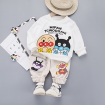 Boys and girls tide baby childrens clothing spring baby Foreign style suit long sleeve Cartoon 1-3 years old 2 children Spring two-piece set