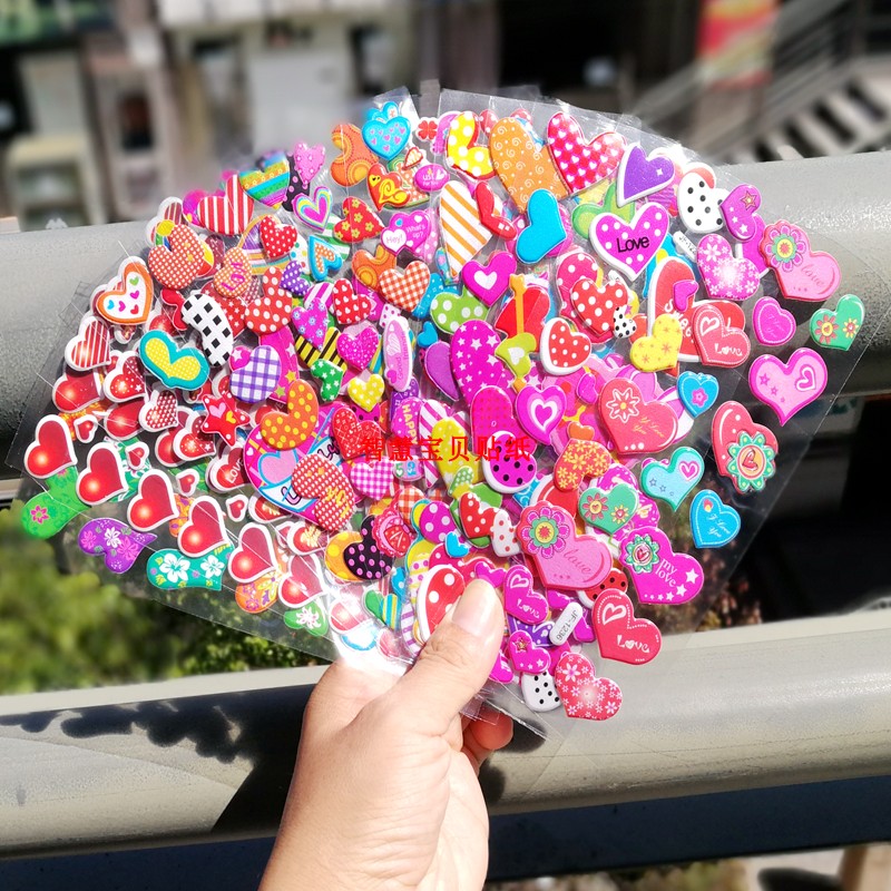 Loving Sticker 3d Solid Bubble sticker Kindergarten reward Puzzle Sticker with Child Peach Heart Cartoon small adhesive