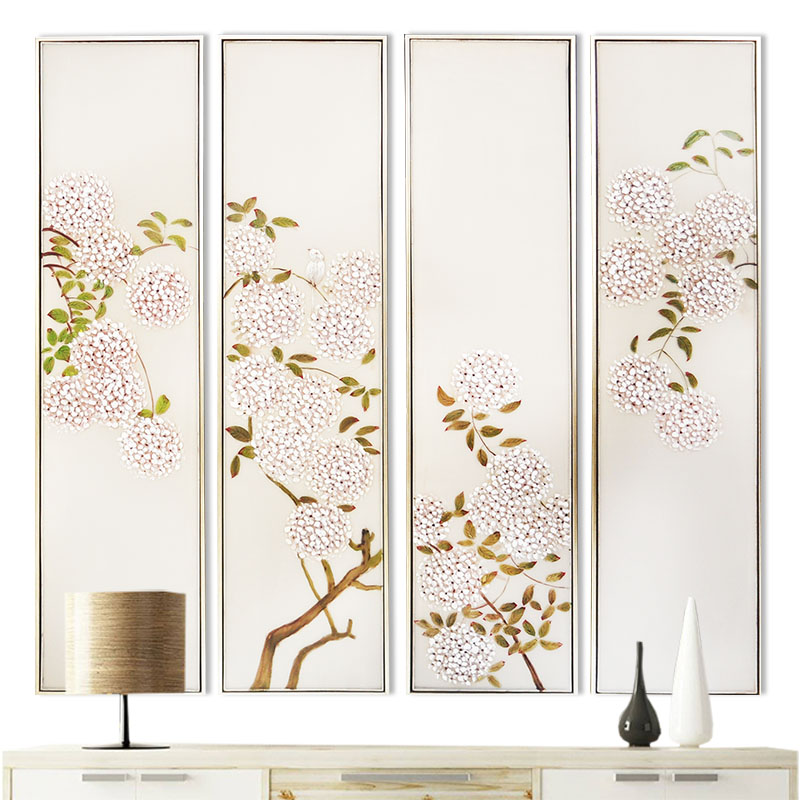 Modern Double Layer Gauze Hand Painting Craft Painting Living Room Decoration Mural With Frame Wall Painting Plant Flower Gift