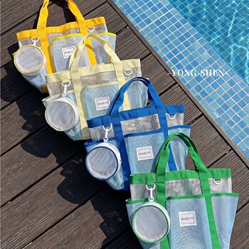 One-shoulder portable wet and dry separation multifunctional storage large capacity mesh sports fitness swimming bag waterproof beach bag