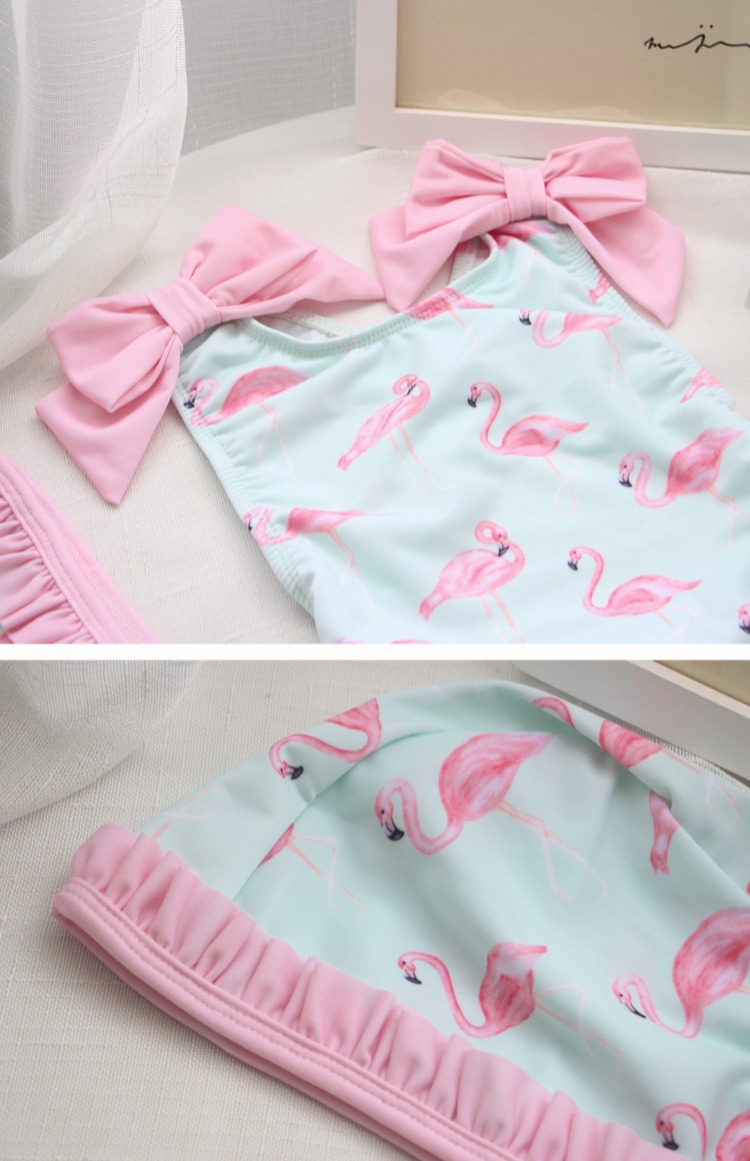 Đồ bơi cho trẻ em gái Cô bé Flamingo Cô bé dễ thương Công chúa Xiêm Cô gái Đồ bơi Mũ Đồ bơi đồ bơi cho bé gái 11 tuổi