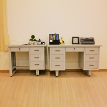 Direct selling iron table steel office desk iron computer desk iron desk with lock drawer cabinet staff desk workbench