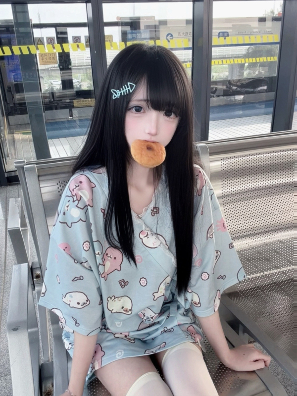 Cute Little Seal-Themed Japanese-Style Yukata Set for Old School Girls, Full Print, Cute and Soft Girl Outfit for Homebodies