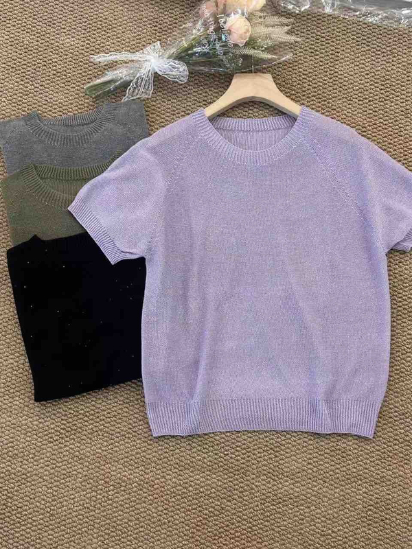 Dd1060 Round Neck Sequin Seamless Short Sleeve M5