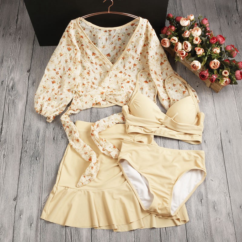 South Korea's Sins Net Red Super Fairy's slim two-piece skirt-style bikini swimsuit women's four sets of 2020 new