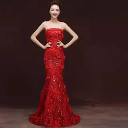 Летнее вечернее платье для невесты, красное платье подружки невесты, свадебное платье, крой «рыбий хвост»