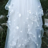 Длинный белый аксессуар для волос для невесты, французский стиль, в цветочек